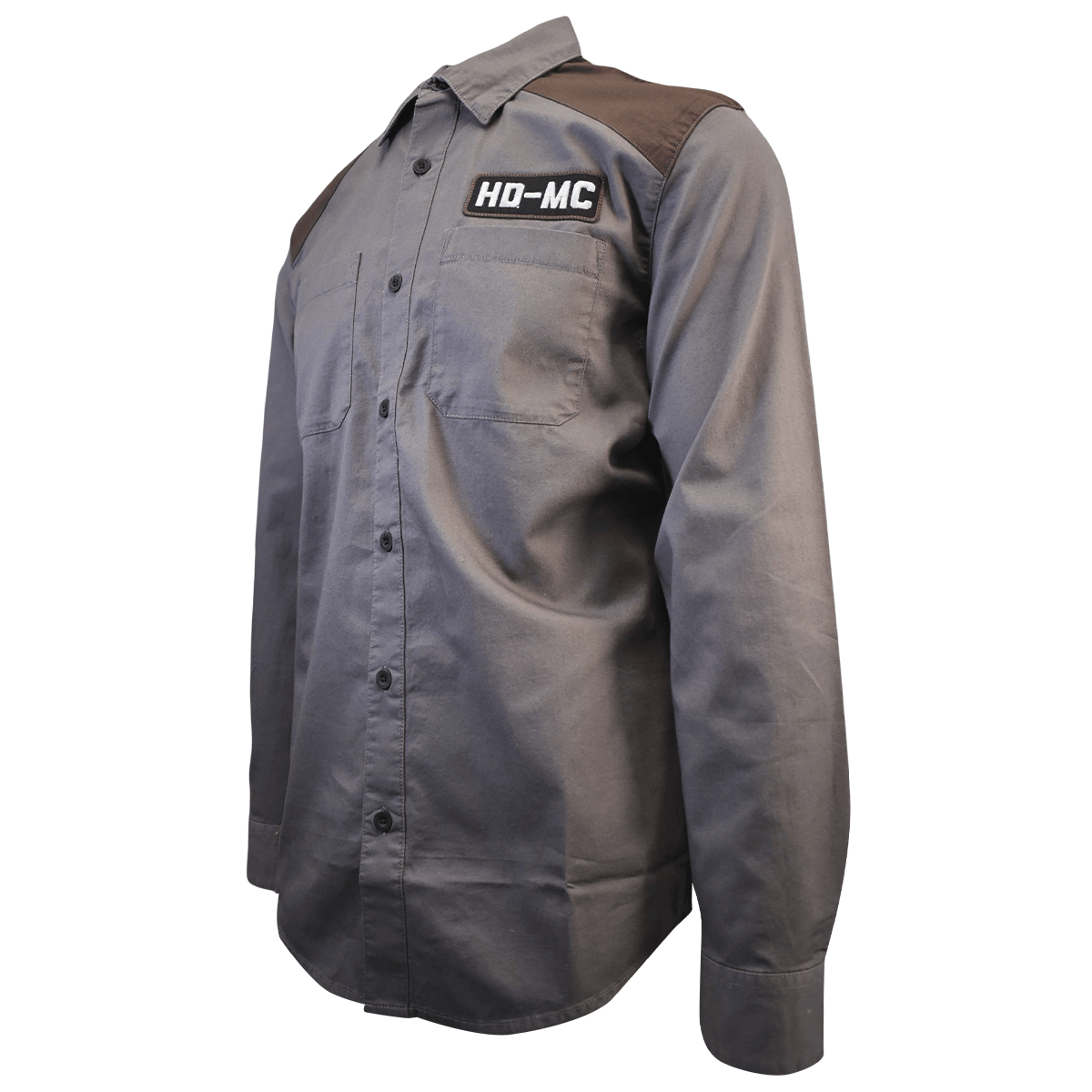 HD Branded Men's Shirt Dark Grey HDMC Long Sleeve Woven (127)