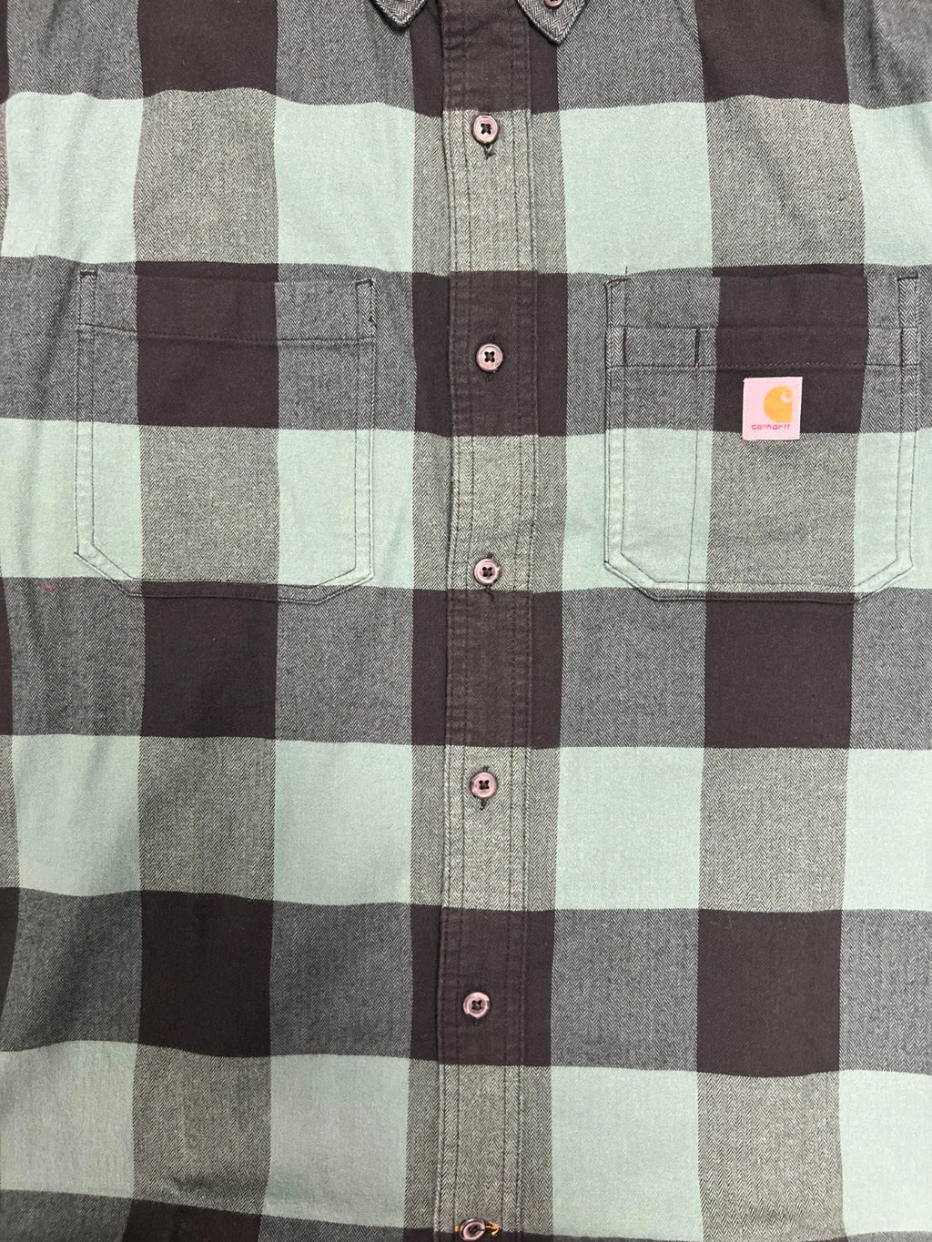 Carhartt Men's Slate Green Plaid Shirt Relaxed Fit Flannel L/S (S360)