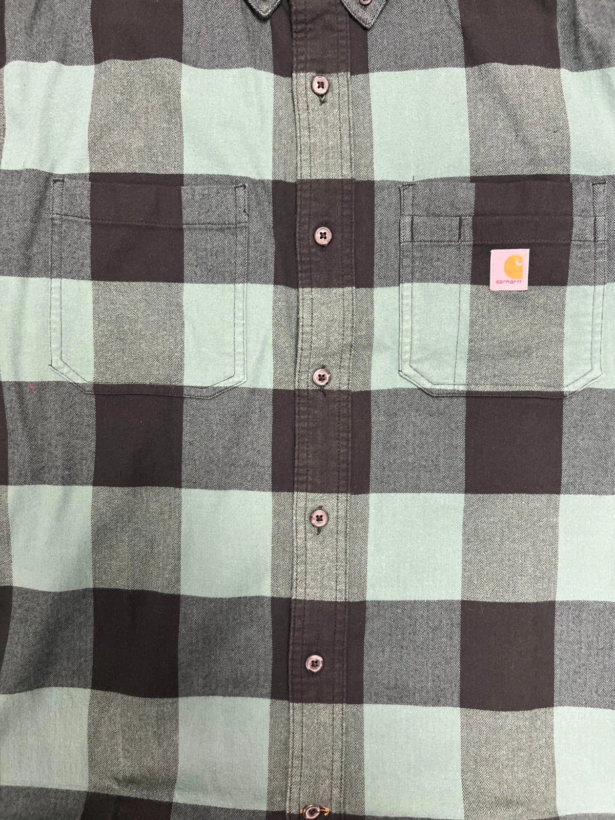 Carhartt Men's Slate Green Plaid Shirt Relaxed Fit Flannel L/S (S360)
