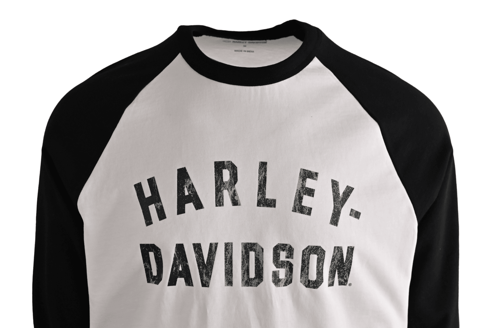 HD Branded Men's T-Shirt Bright White Colorblocked Staple 3/4 Raglan (S29)