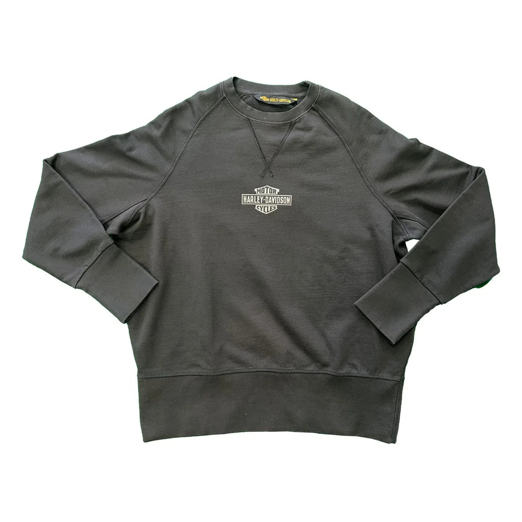 HD Branded Women's Black Sweatshirt Distressed Crewneck Logo Pullover (S02)