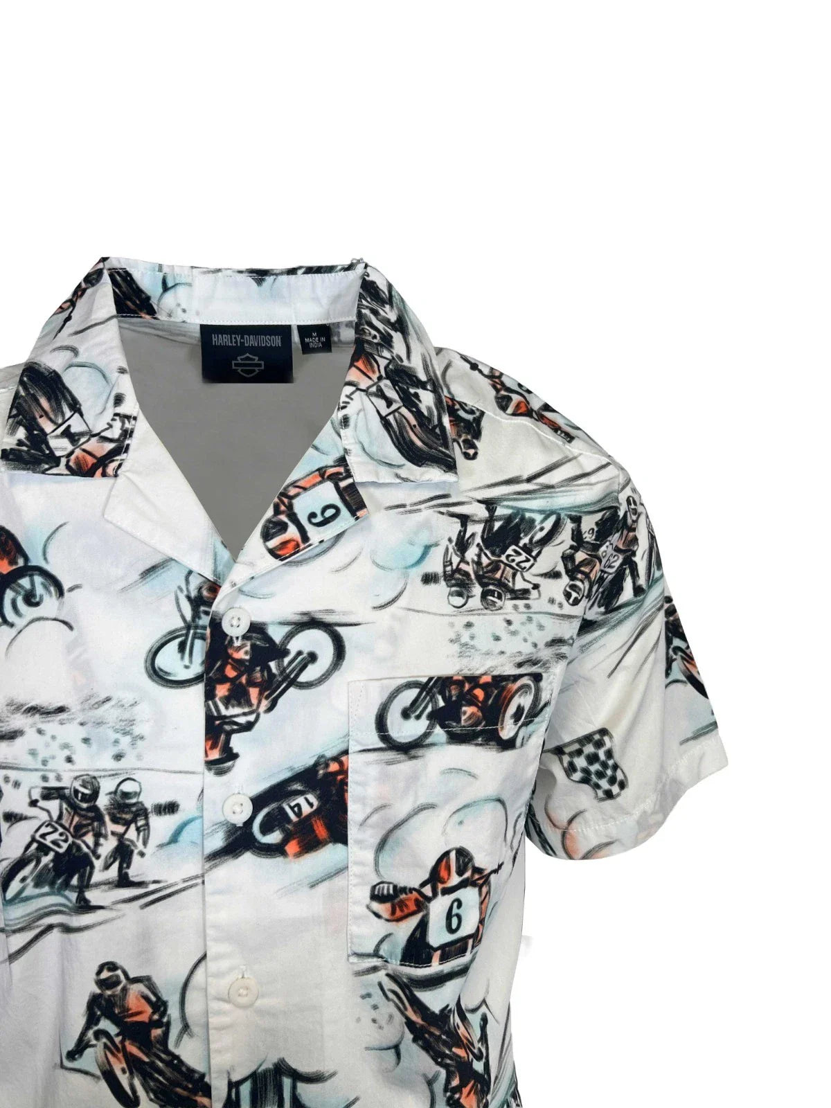 HD Branded  Men's White Shirt Twisty Aloha Print Short Sleeve (345)