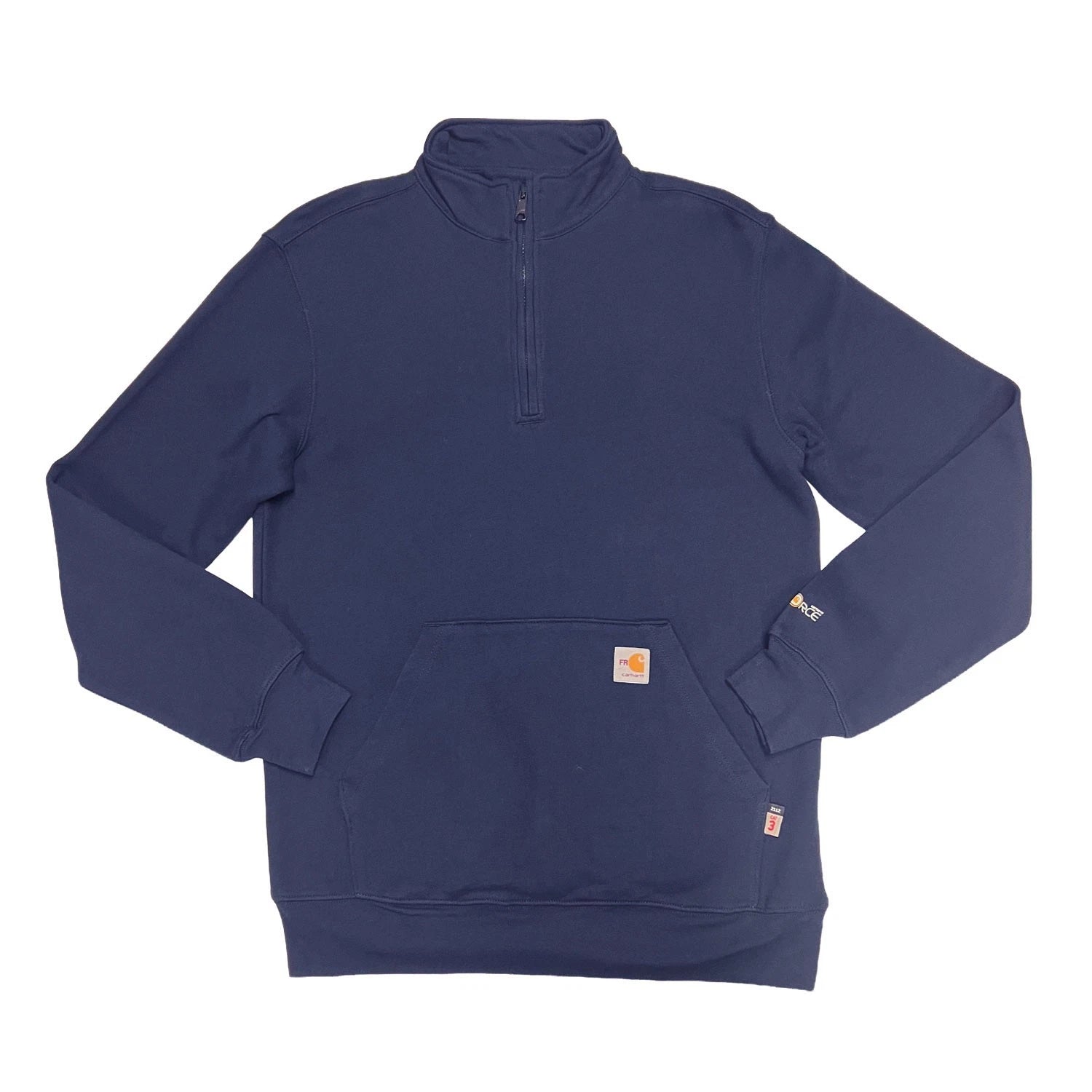 Carhartt FR Men′s Navy Sweatshirt Quarter Zip Mock Neck (S51)