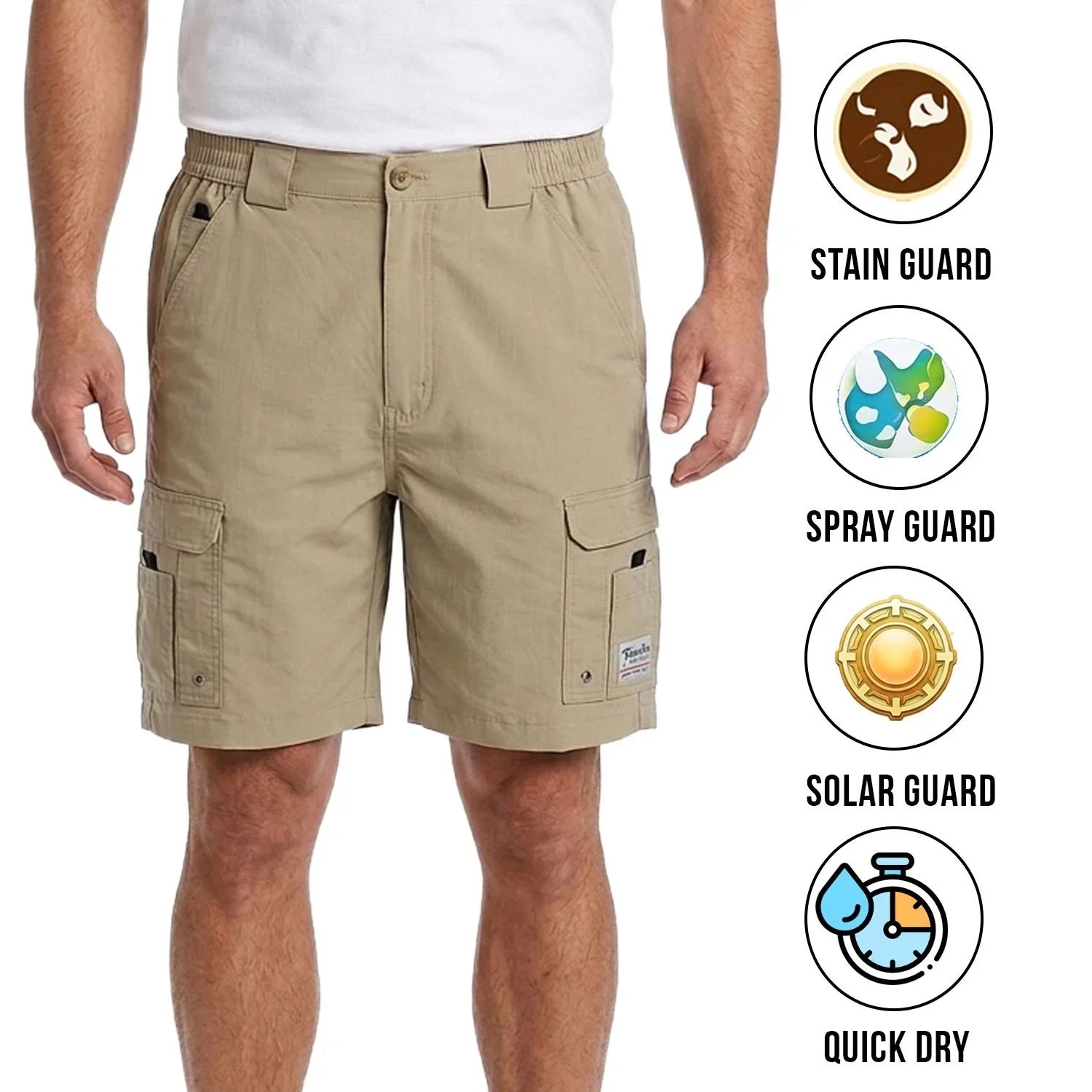 Bimini Bay Outfitters Men's Khaki Short Boca Grande II Fishing (S05)