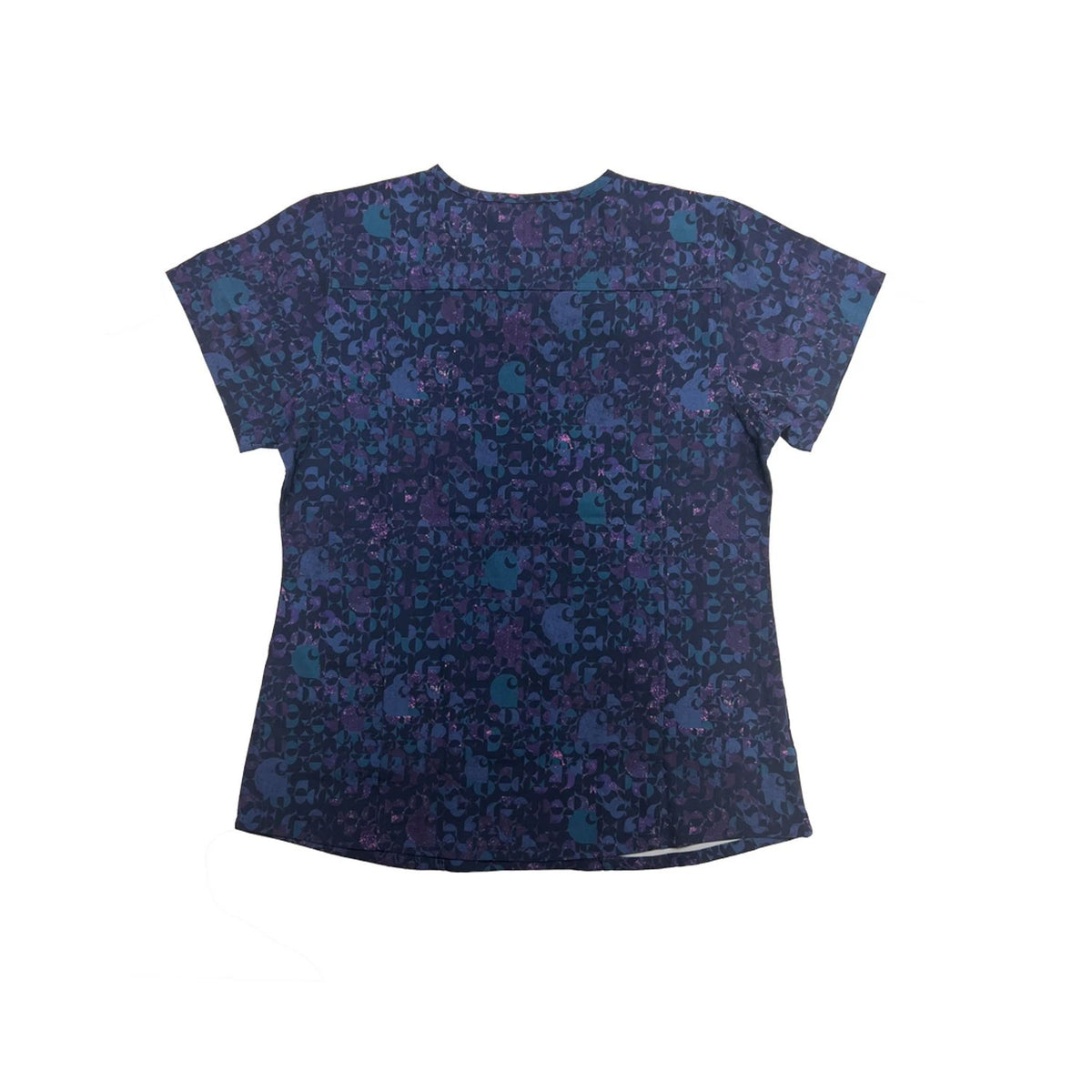 Carhartt Women's Geo Logo Navy Scrub - Large Patch Pockets V-Neck Top (S52)