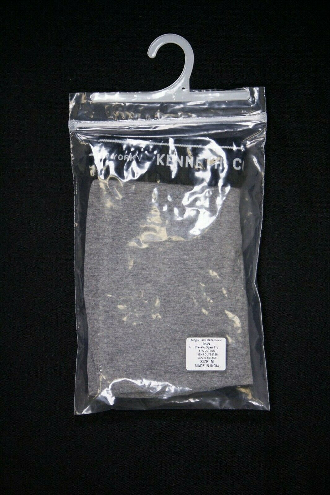 Kenneth Cole Men's New York 1 Pack Black Band Dark HTH Grey Boxer Brief (S02)