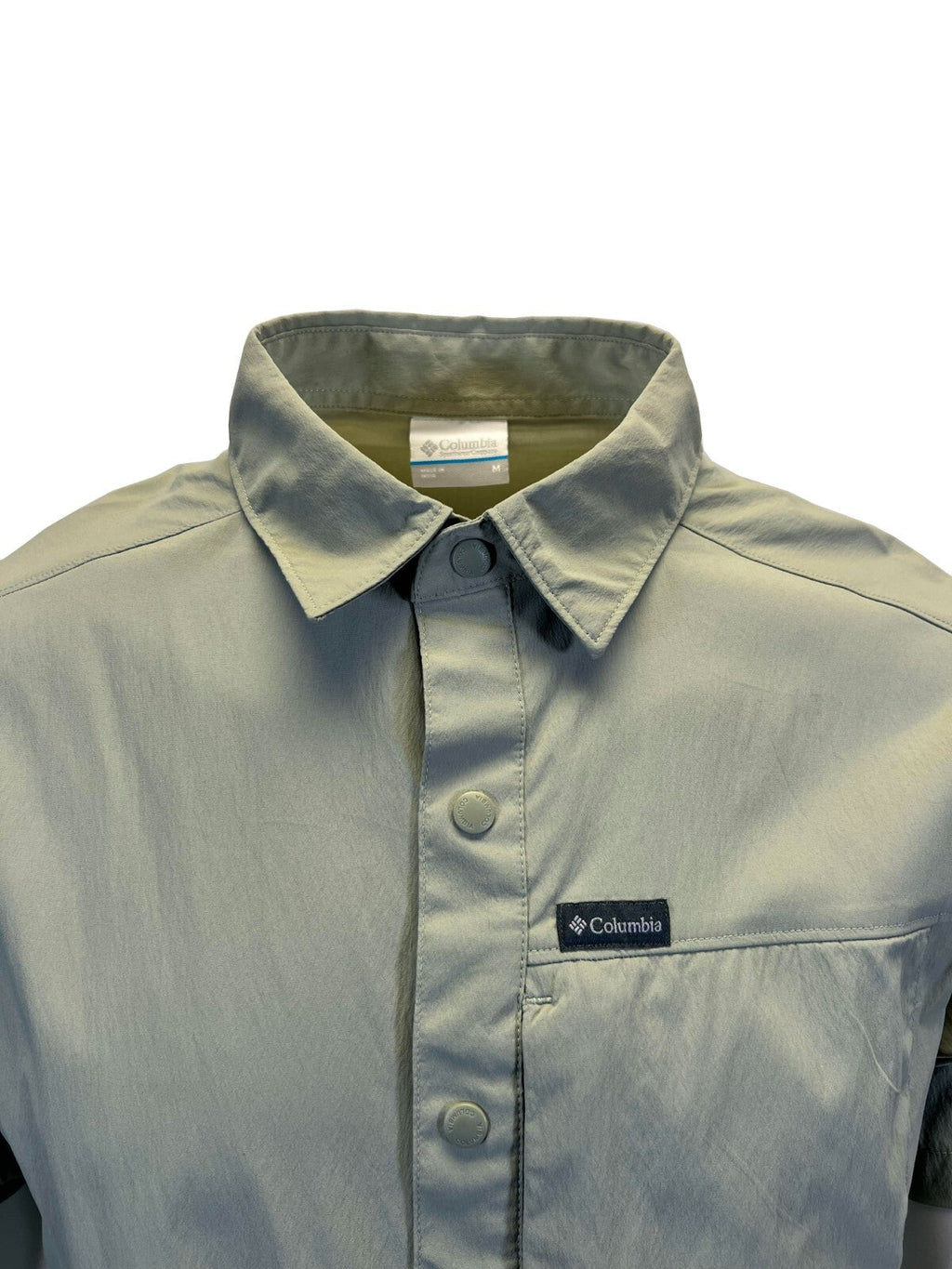 Columbia Men's Safari Green Shirt Sage Peak Woven S/S (348)