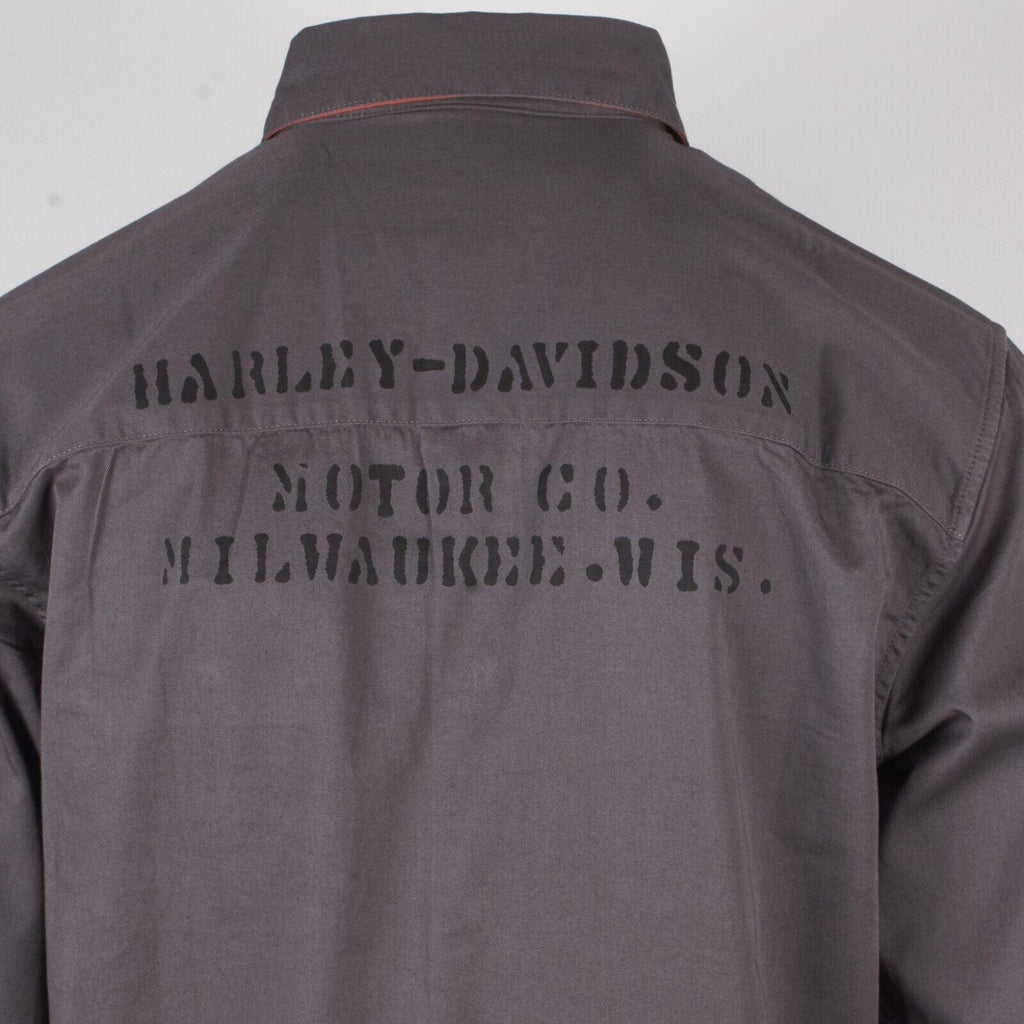 HD Branded Men's Steel Blue Stencil L/S Woven Shirt (S46)
