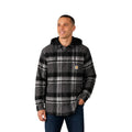 Carhartt Men's Black Gray Shirt Hooded Plaid Fleece Lined Shacket (S047)