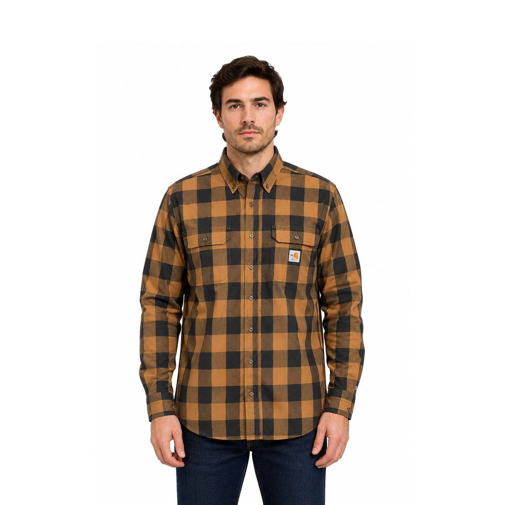 Carhartt FR Men's Brown Force Rugged Flex Original Fit Twill Plaid L/S (S364)