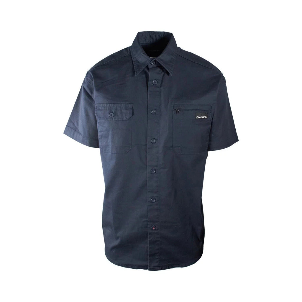 DieHard Men's Navy Blazer Shirt Work Twill Resists Short Sleeve - 2 PACK