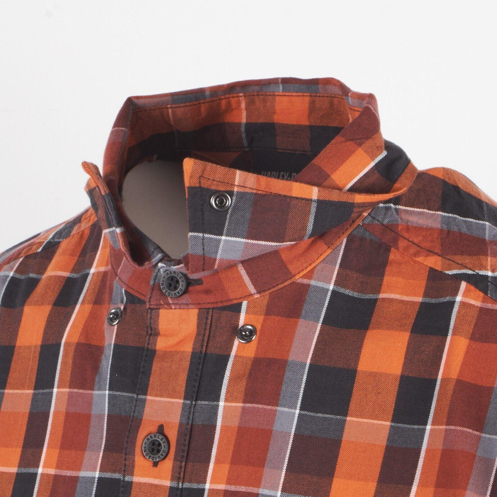 HD Branded Men's Orange Black Plaid MKE S/S Woven Shirt (S45)