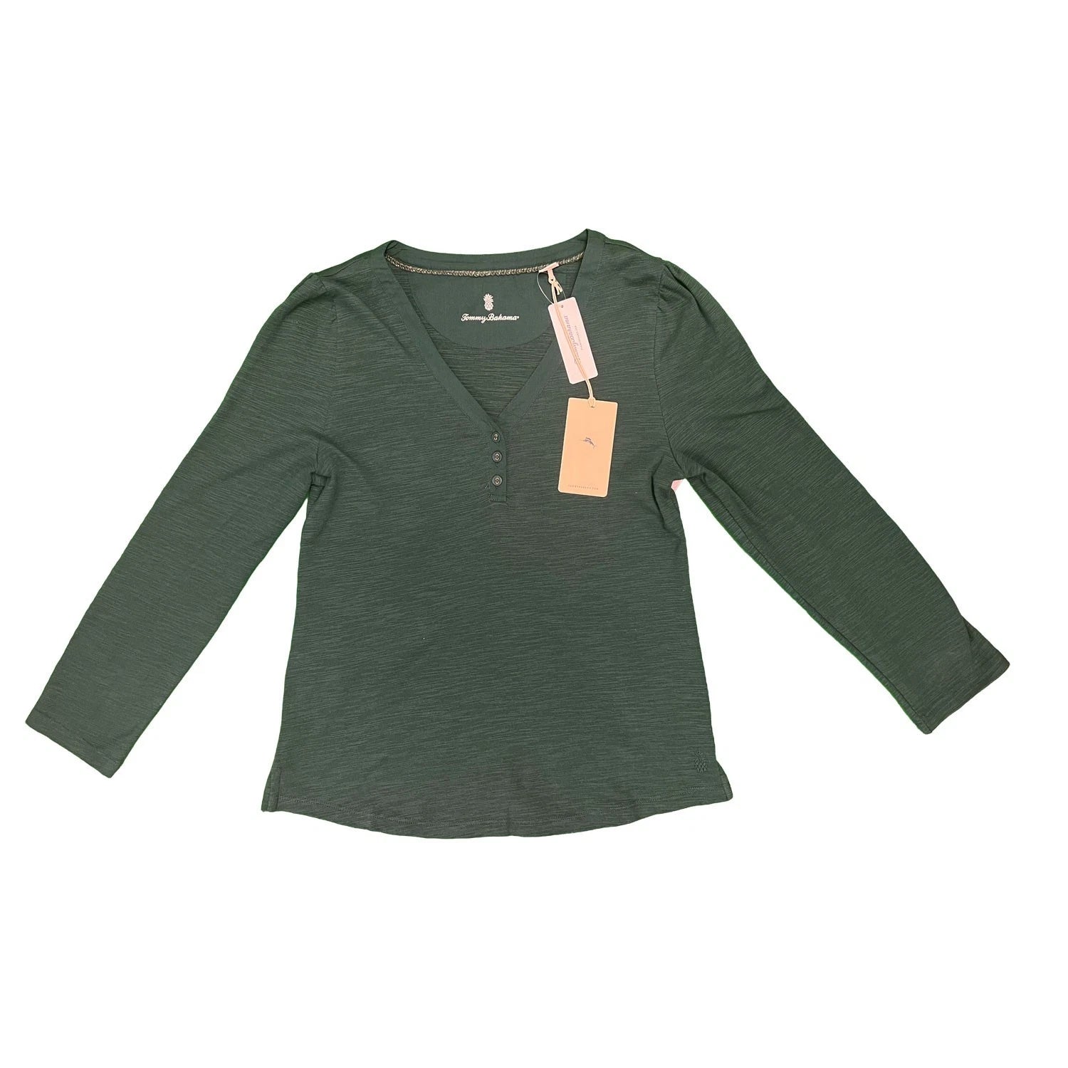 Tommy Bahama Women's Briny Deep Stretch Cotton Slub Henley Top (S09)