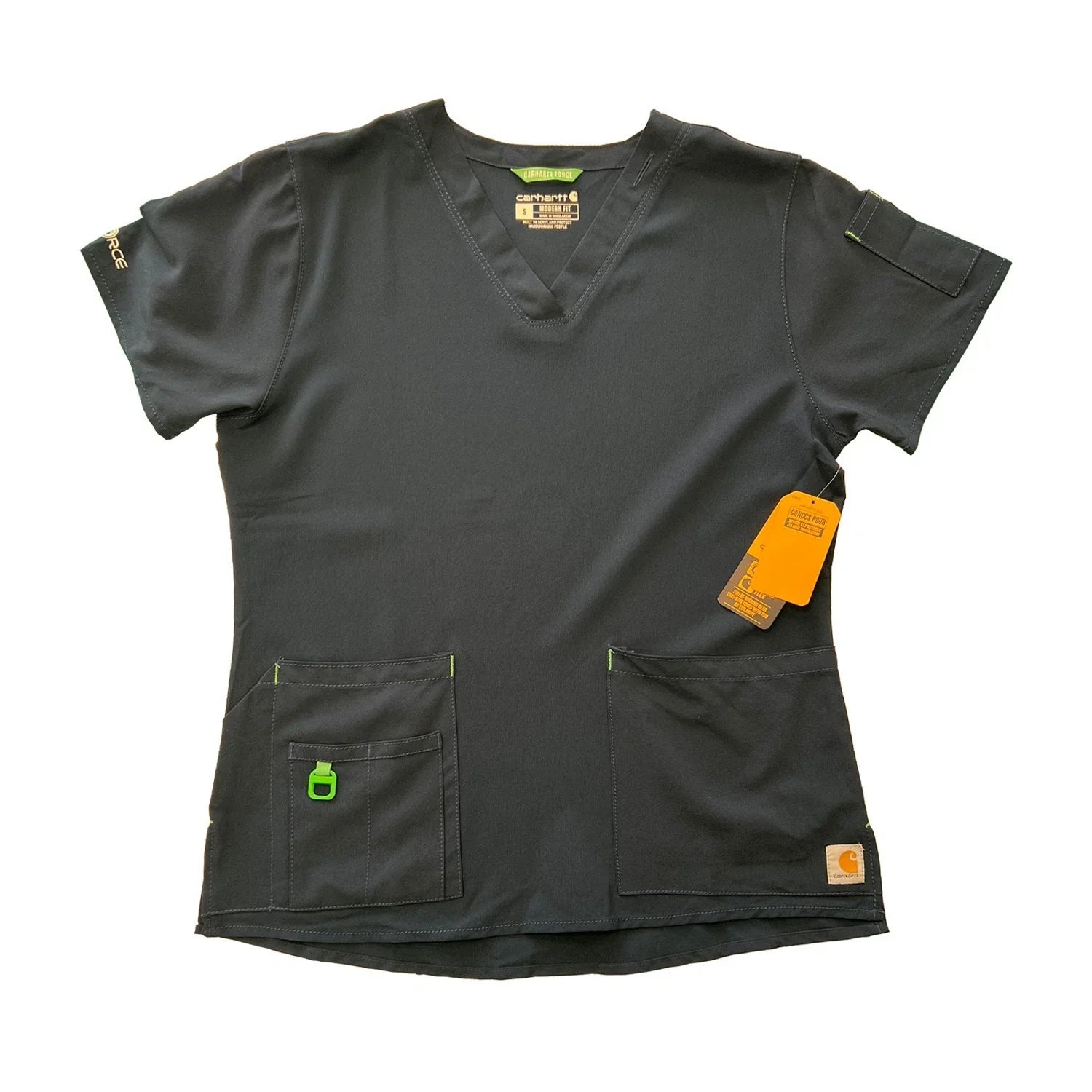 Carhartt Women's Scrub Force Pocket Rugged Flex V-Neck Solid Top D Ring (M03)