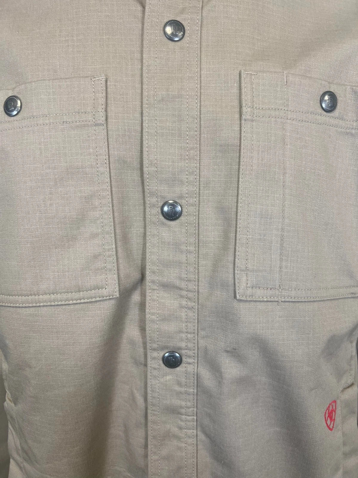 Ariat FR Men's Khaki Shirt Ripstop Softshell Flame Resistant Long Sleeve (S57)
