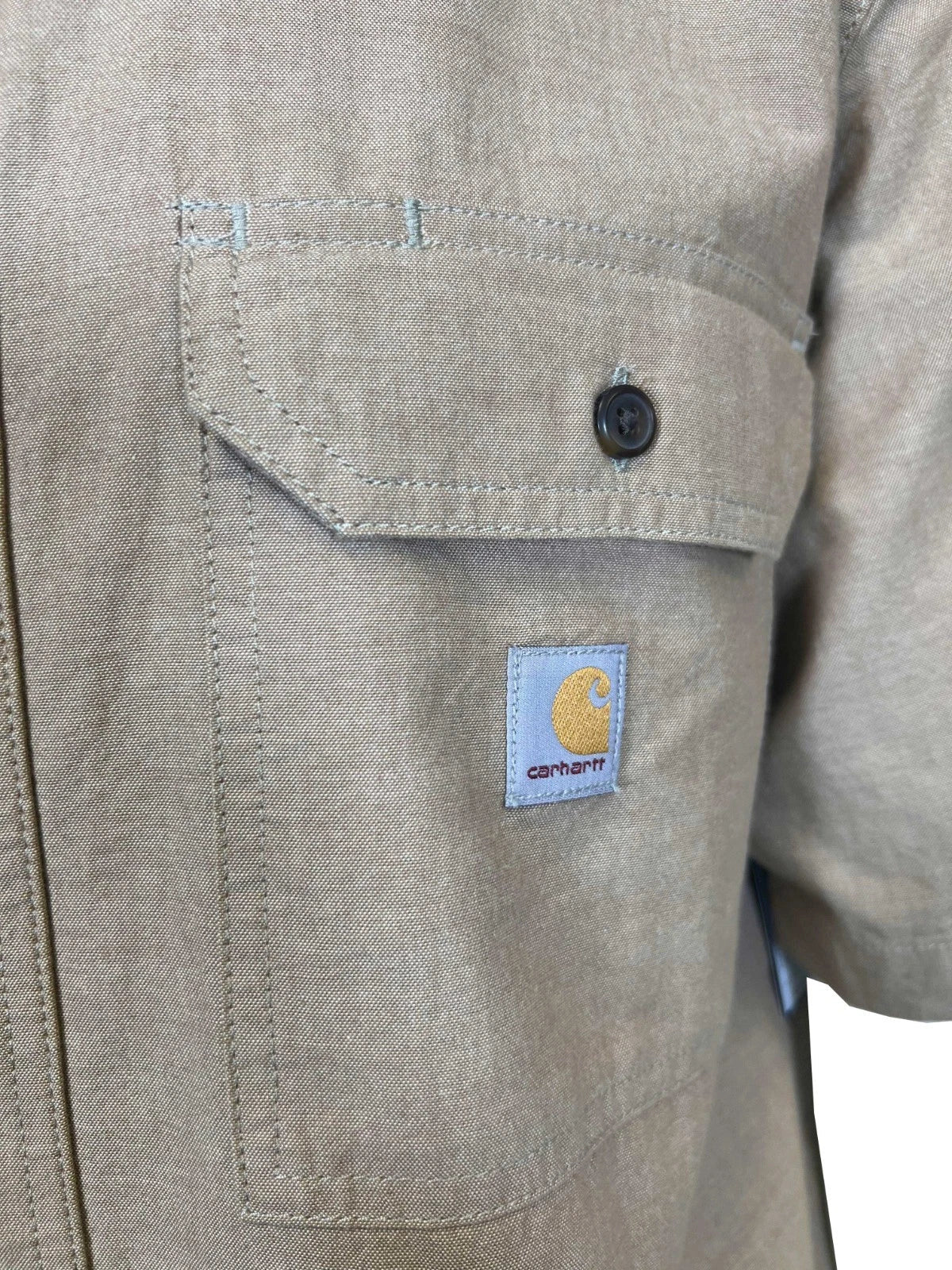 Carhartt Men's Dark Tan Chambray Shirt Loose Fit Medium Weight S/S (353)