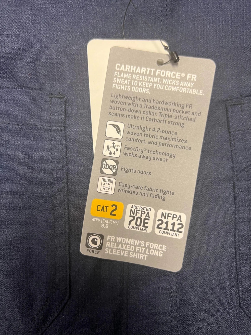 Carhartt FR Women's Navy Shirt Flame Resistant Long Sleeve Lightweight (S03)