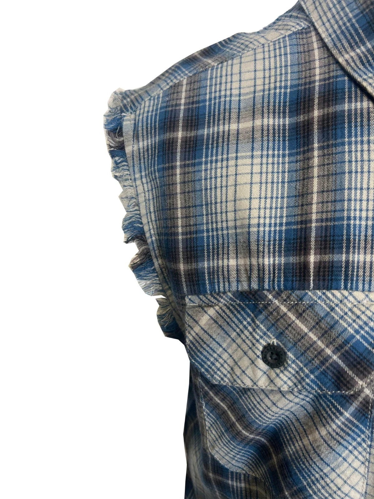 HD Brand Men's Grey & Ensign Blue Vest Logo Patch Sleeveless Shirt (S66)
