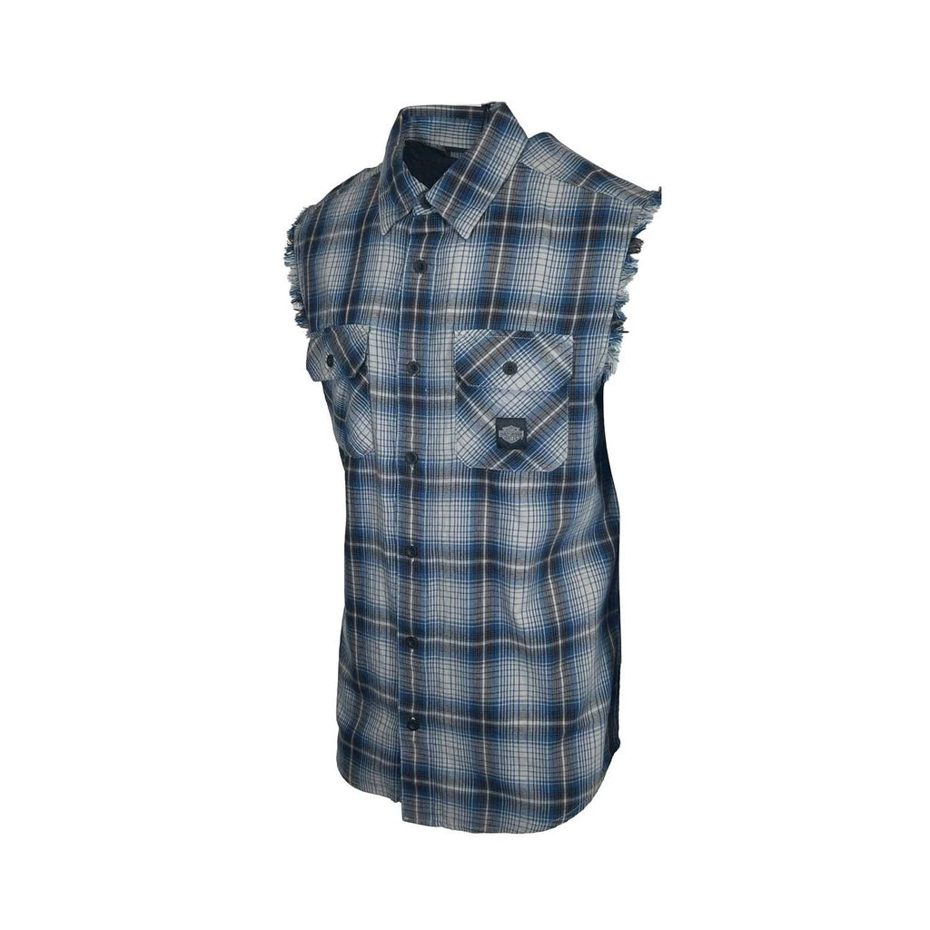 HD Brand Men's Grey & Ensign Blue Vest Logo Patch Sleeveless Shirt (S66)