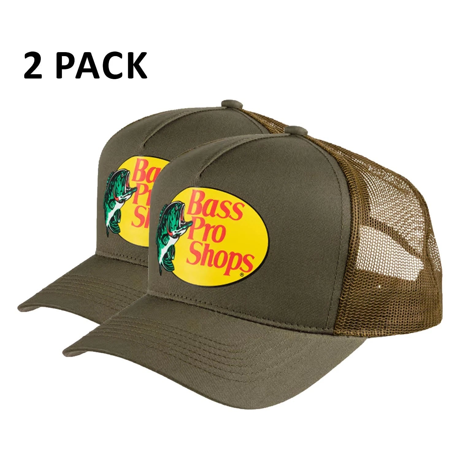 Bass Pro Shops Cap Olive Snapback Outdoor Youth's Trucker Hat- 2 Pack (S20)