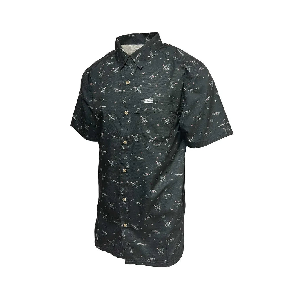 Columbia Men's Black Fish Hunt Shirt Super Slack Tide S/S (007)