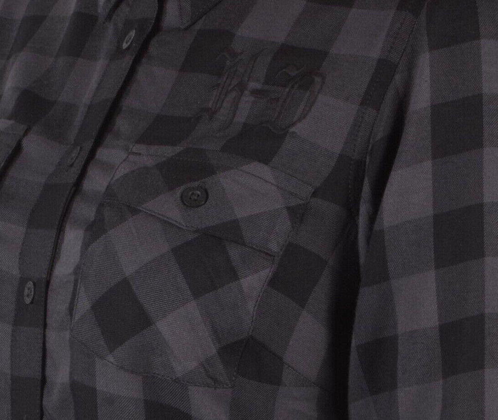 HD Branded Women's Black Plaid H-D Classic L/S Woven Shirt (S06)