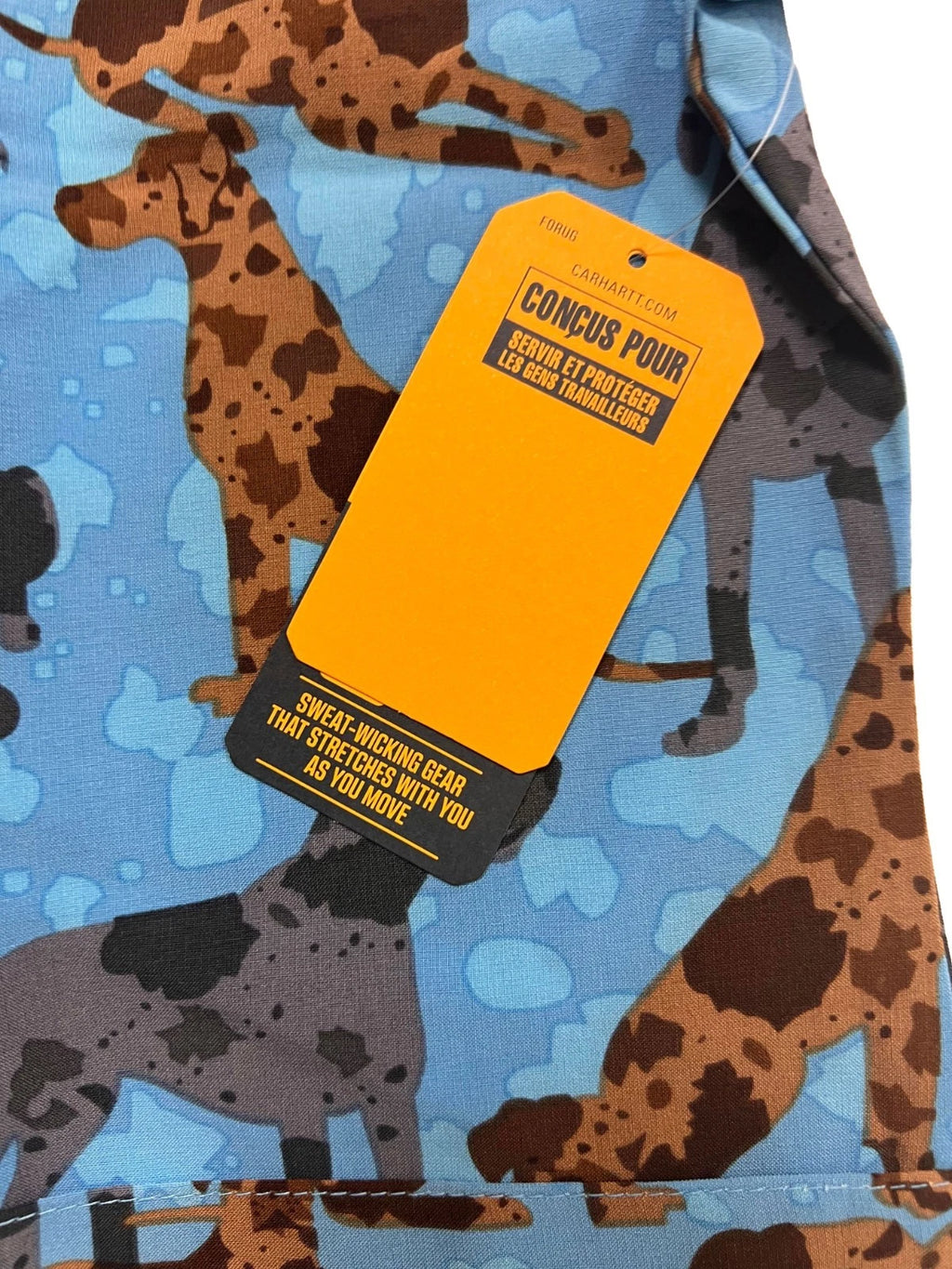 Carhartt Women's Blue Scrub - Great Gatherings Dogs Print V-Neck Top (S47)