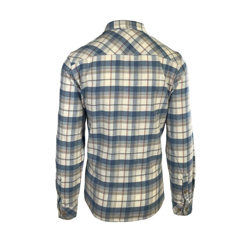 O'Neill Men's Cream Khaki Blue Shirt Redmond Plaid Stretch Flannel L/S (S34)
