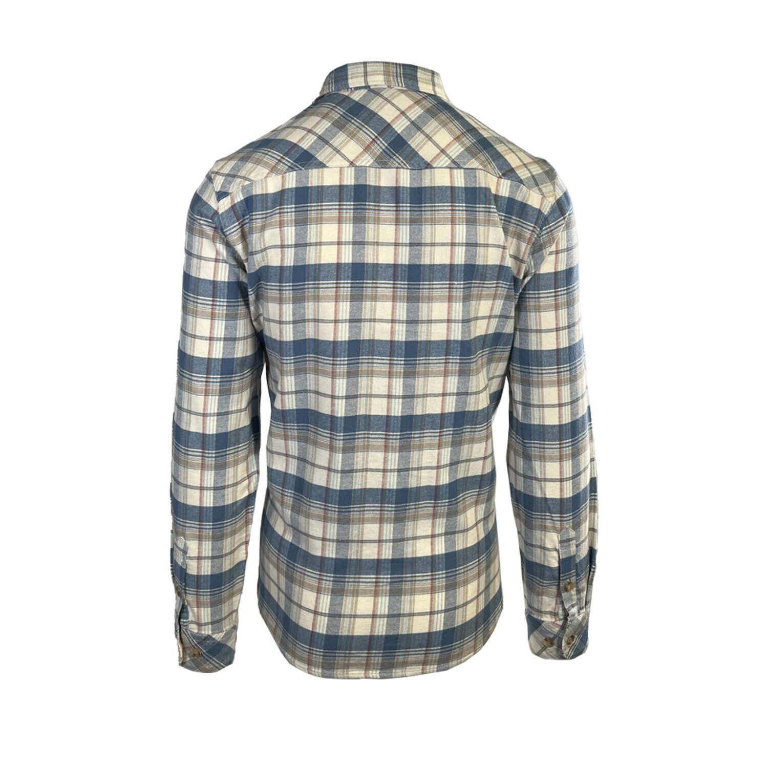 O'Neill Men's Cream Khaki Blue Shirt Redmond Plaid Stretch Flannel L/S (S34)