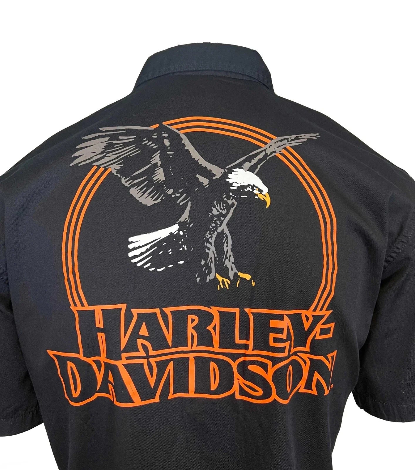 HD Branded  Men's Black Shirt Rising Eagle S/S Retro Eagle Print (348)