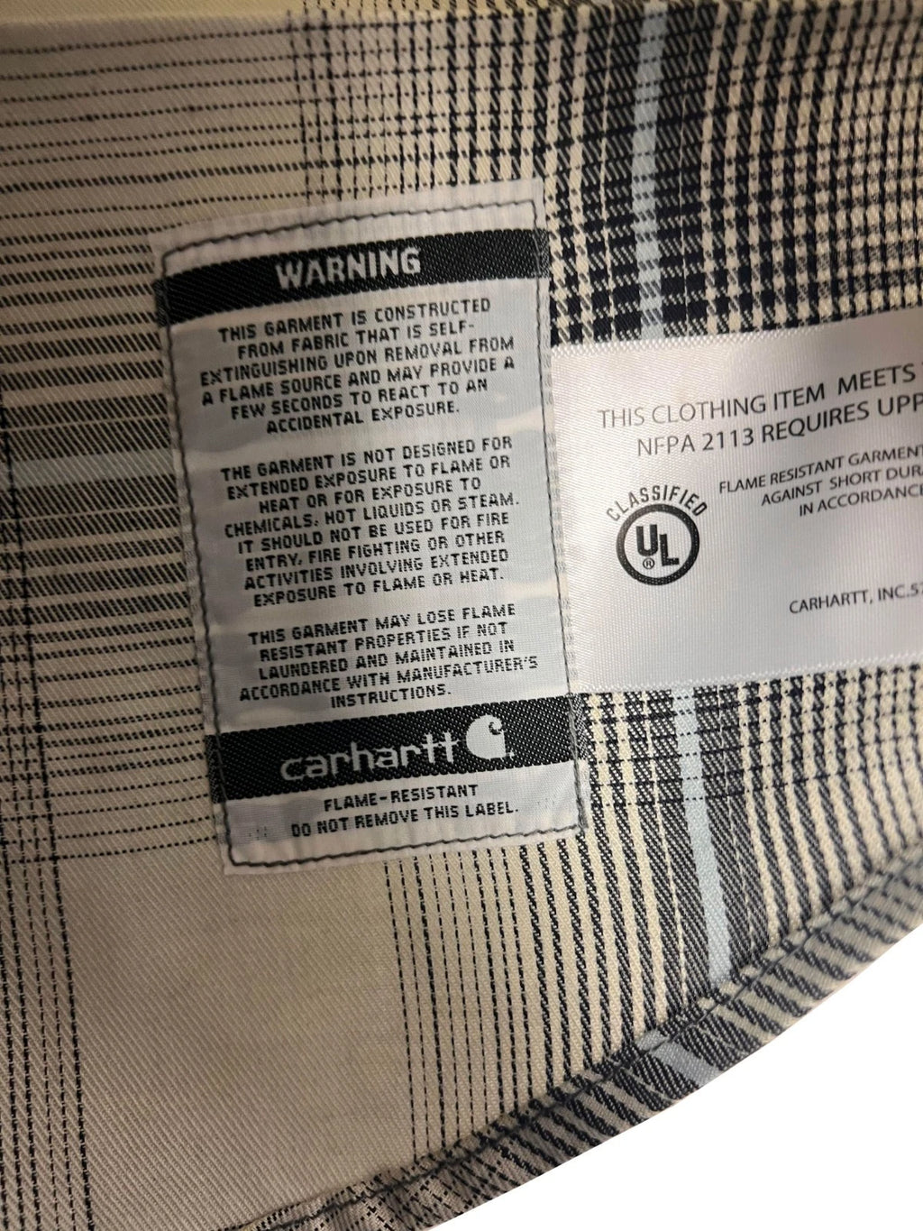 Carhartt FR Men's Light Grey Plaid Shirt -Rugged Flex Work Wear L/S CAT 2 (S372)