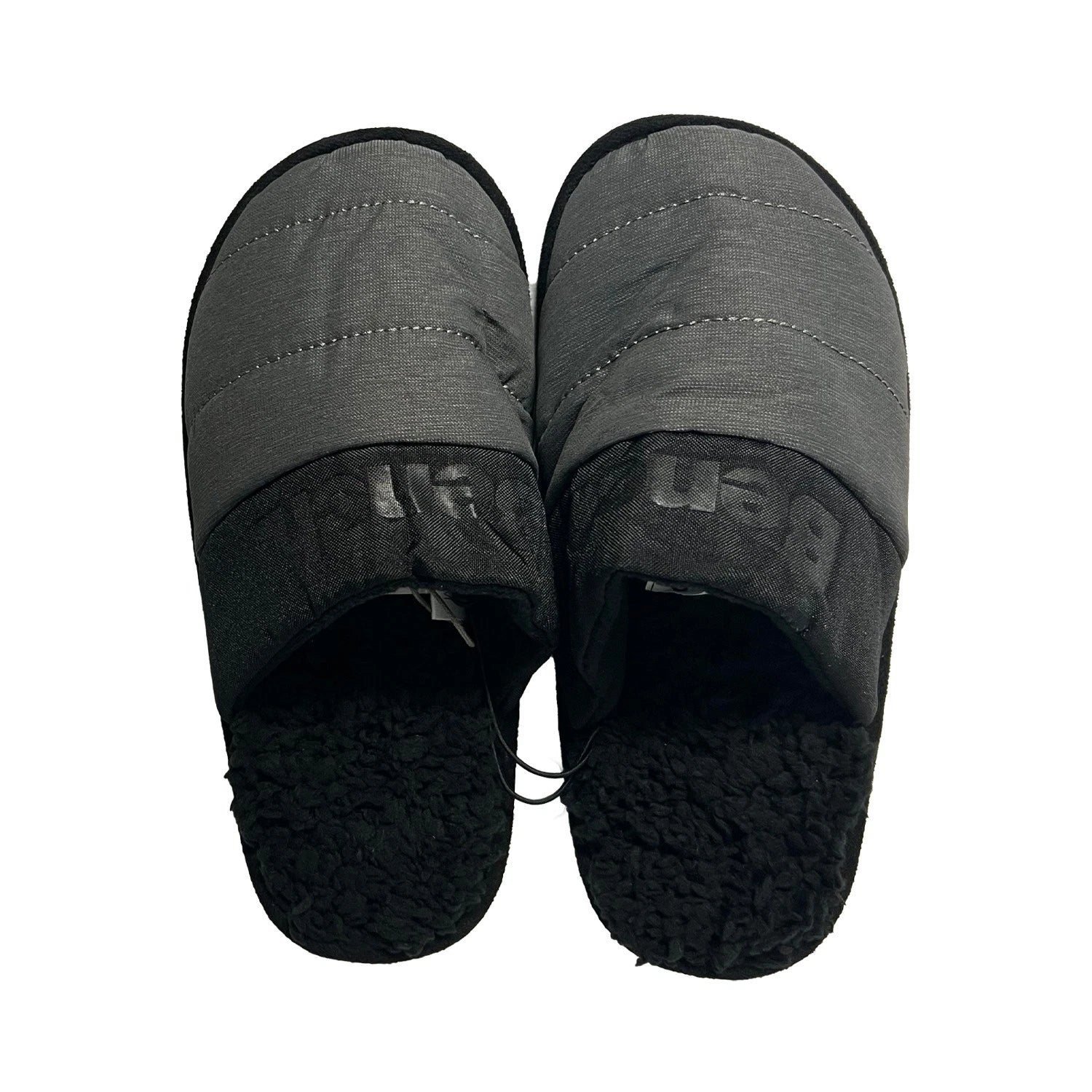 Bench Juniors Kid's Grey Puffer Slippers Sherpa Quilted Slide On FiberFill (S04)