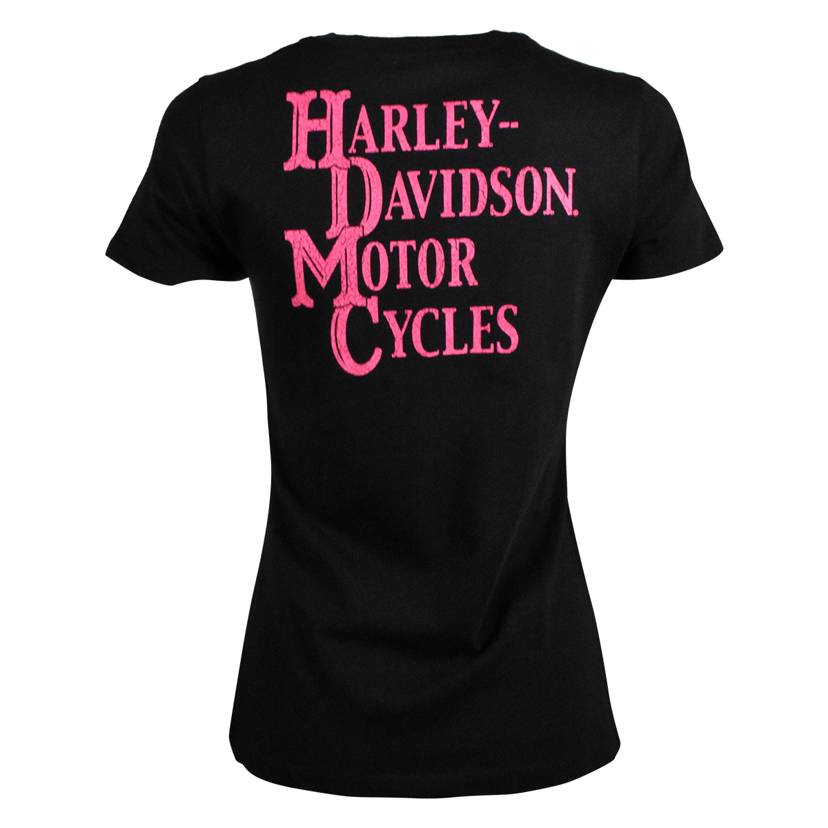 HD Branded Women's Black Pink Logo Graphic Print Short Sleeve Tee (S16)