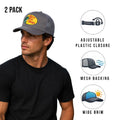 Bass Pro Shops Club Cap Grey Snapback Outdoor Trucker Hat- 2 Pack (S11)