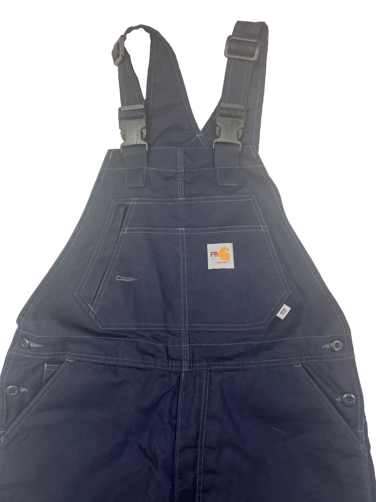 Carhartt FR Men's Navy Quick Duck Flame-Retardant Bib Pocket Overalls (S01)