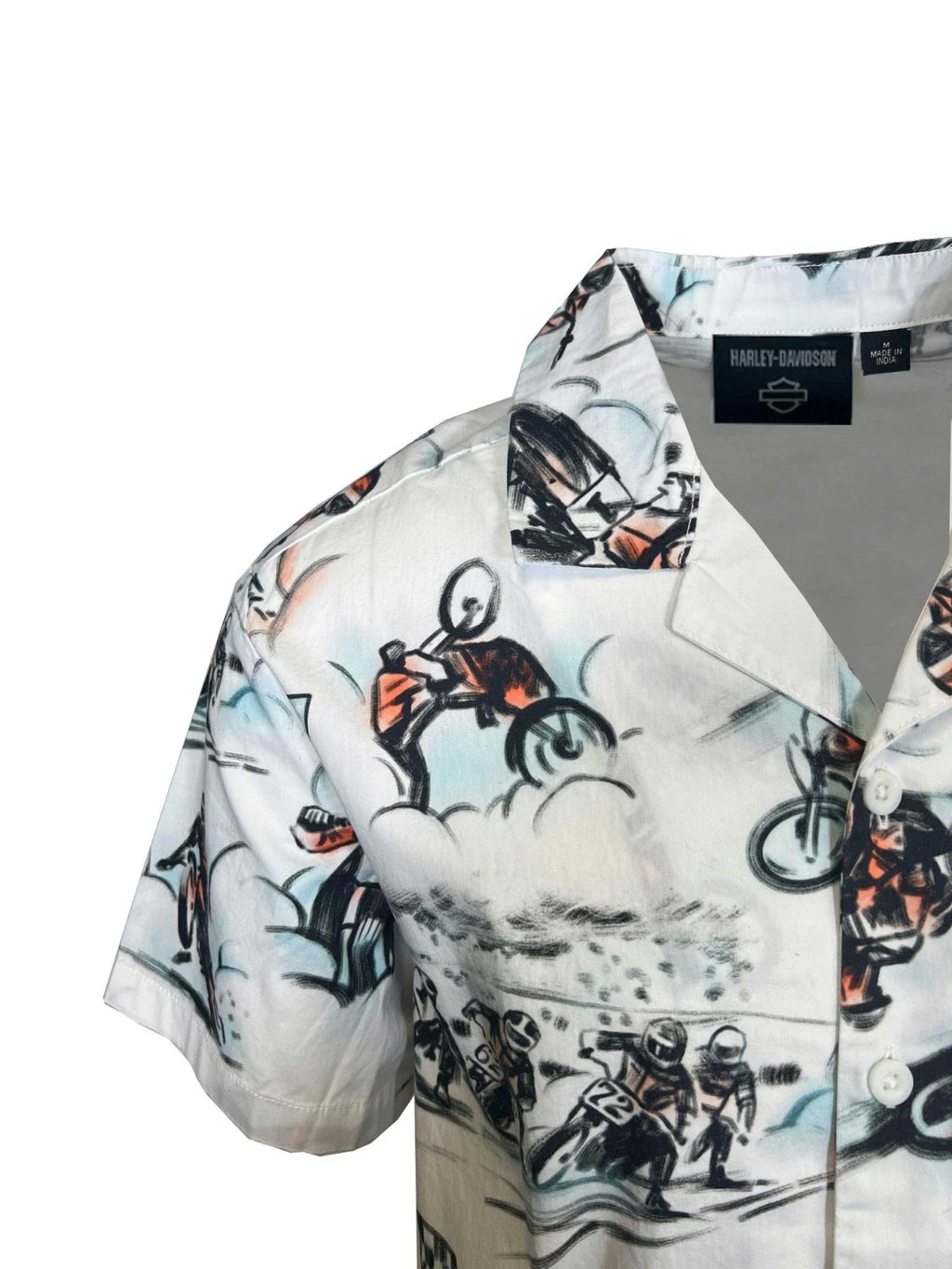 HD Branded  Men's White Shirt Twisty Aloha Print Short Sleeve (345)