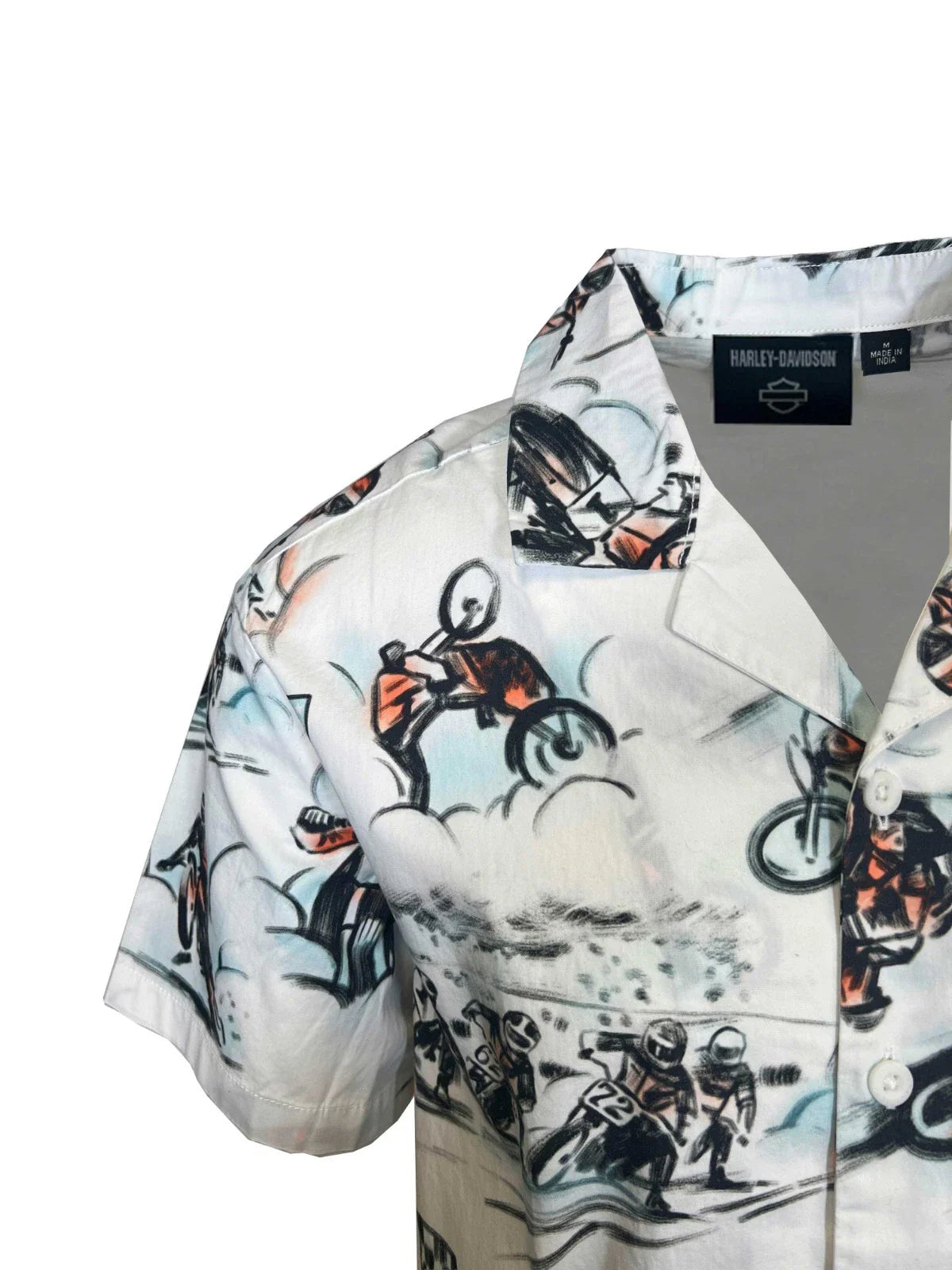 HD Branded  Men's White Shirt Twisty Aloha Print Short Sleeve (345)