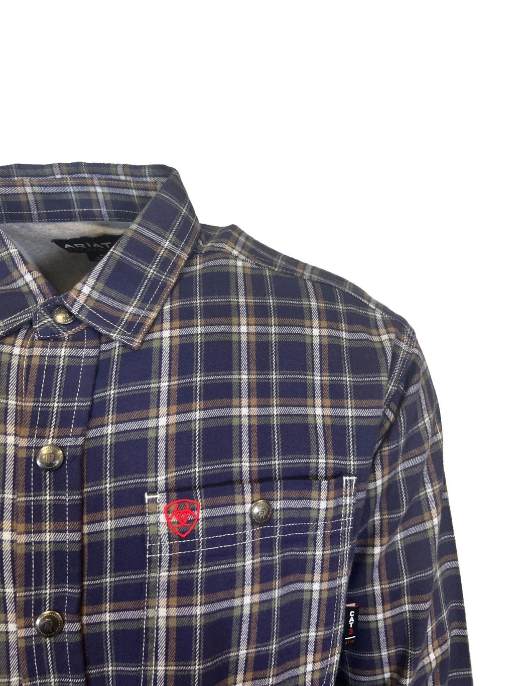 Ariat FR Men's Navy Plaid Shirt Monument Jacket Long Sleeve (S61)