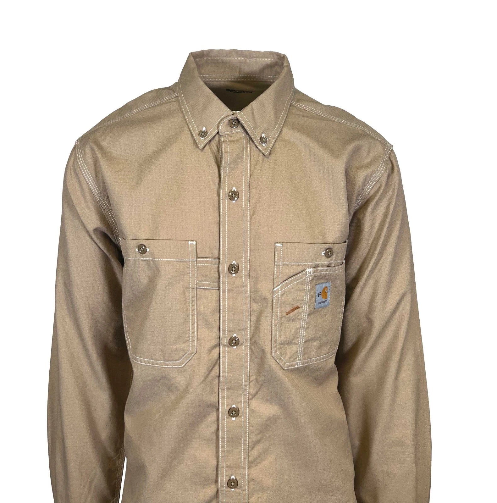 Carhartt FR Men's Dark Khaki Shirt Flame Resistant Long Sleeve Lightweight (S04
