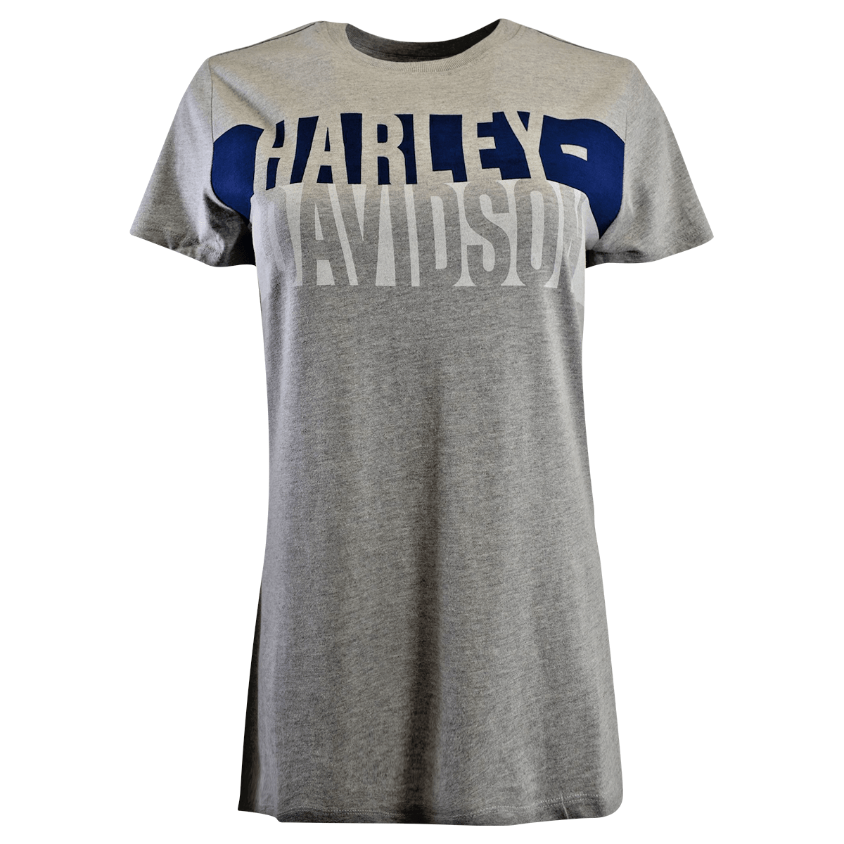 HD Branded Women's T-Shirt Grey Blue Block Logo S/S (S26)