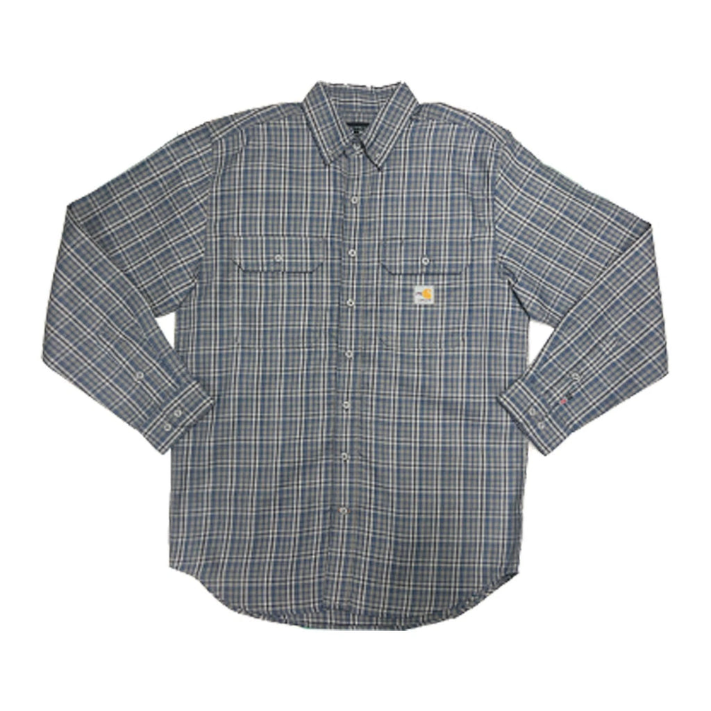 Carhartt FR Men's Blue Shirt Rugged Flex Original Fit Twill Plaid L/S (S365)