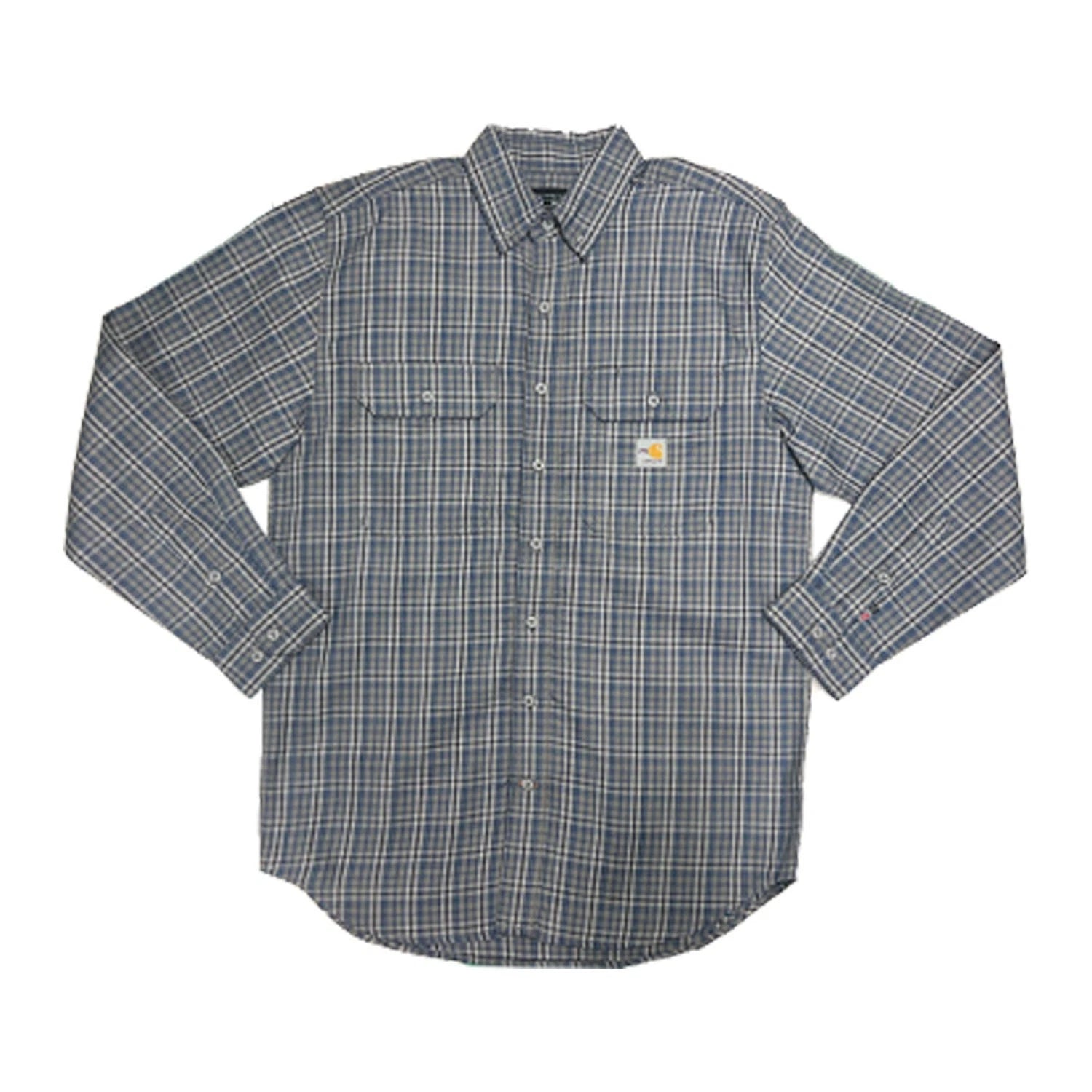 Carhartt FR Men's Blue Shirt Rugged Flex Original Fit Twill Plaid L/S (S365)