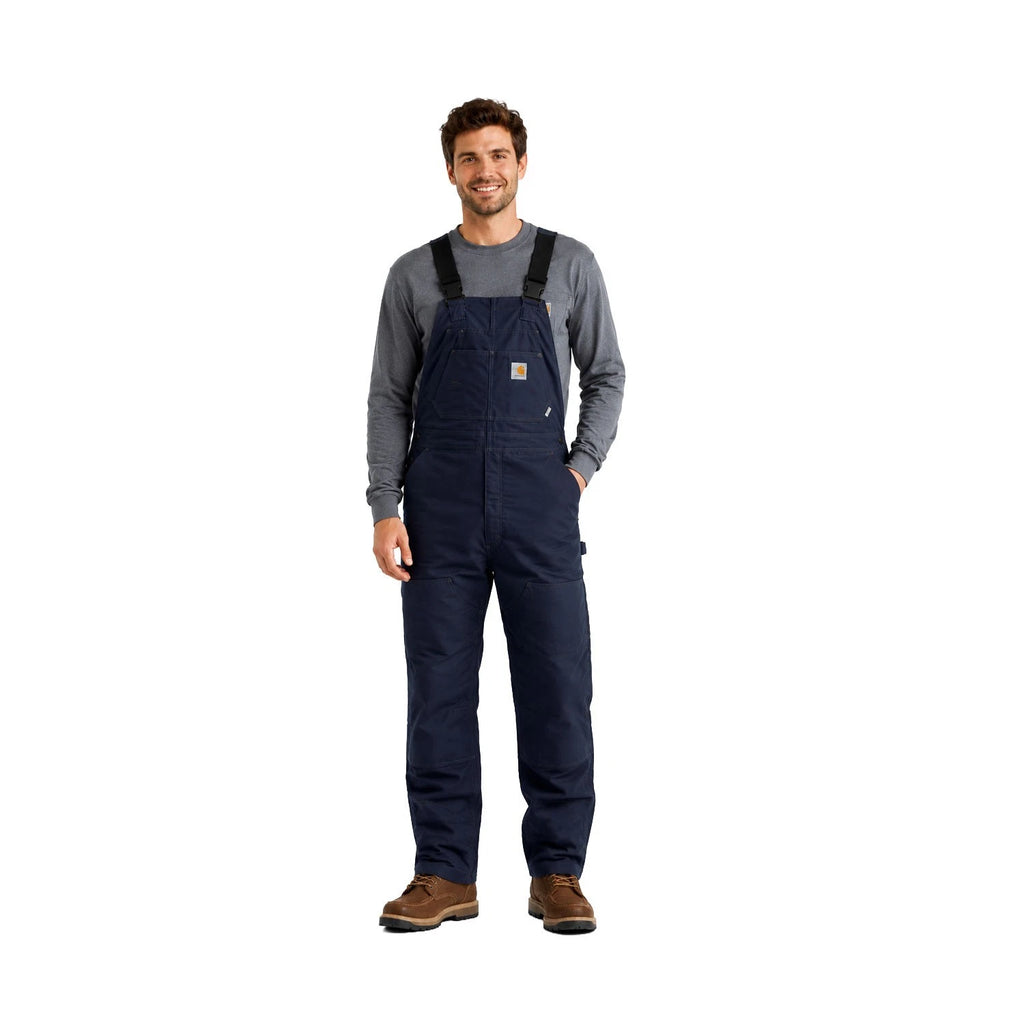Carhartt FR Men's Navy Quick Duck Flame-Retardant Bib Pocket Overalls (S01)