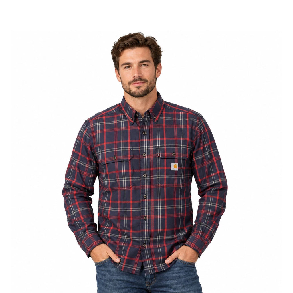Carhartt FR Men's Red Plaid Shirt - Rugged Flex Work Wear L/S CAT 2 (S370)