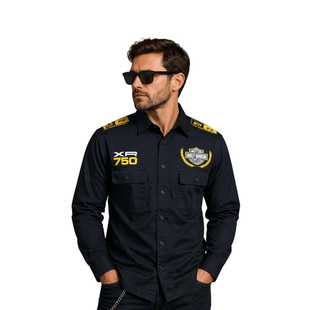 HD Branded  Men’s Black Shirt Trophy Eagle Racing Mechanic L/S (354)