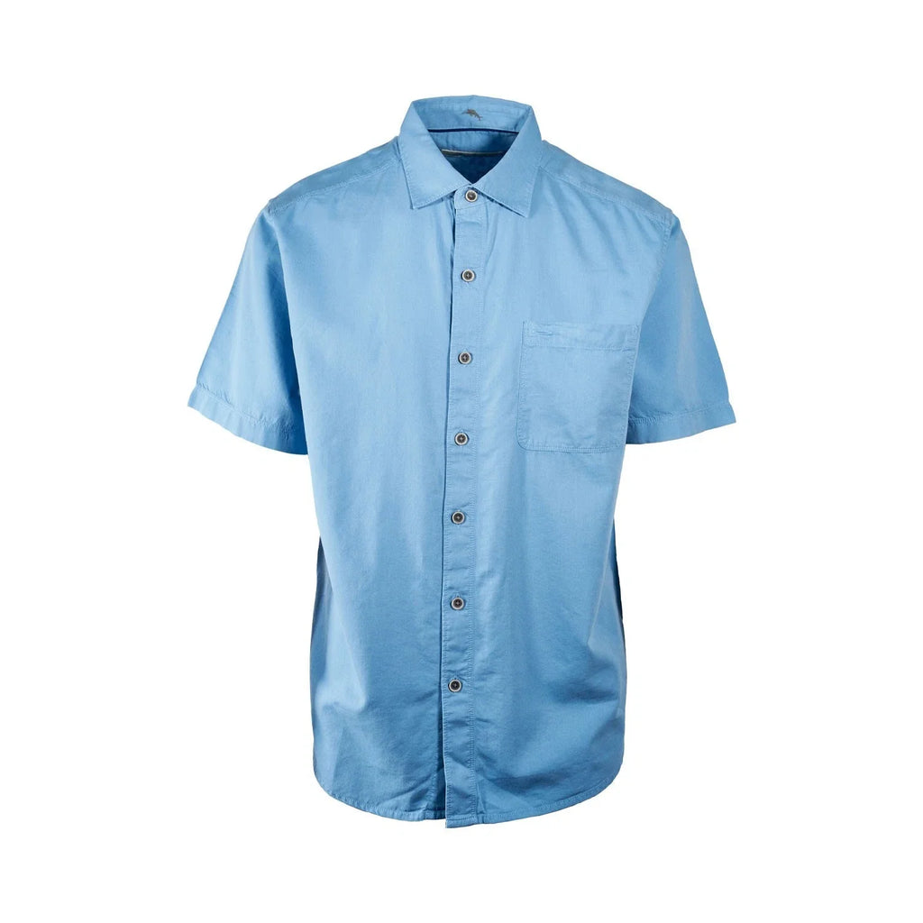 Tommy Bahama Men's Cabo Blue Shirt Salty Seas Marlin Logo Specially Treated Pocket S/S