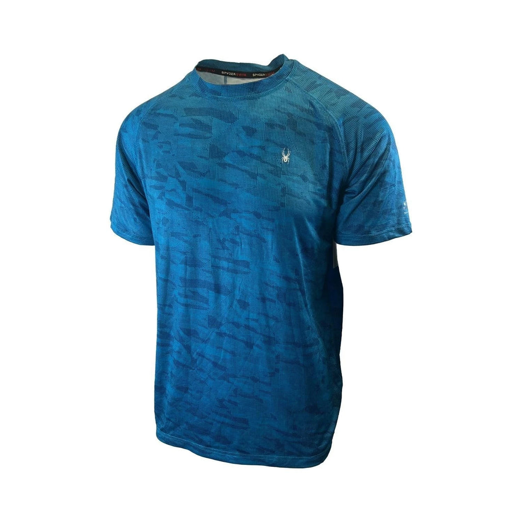Spyder Swim Men's Blue Camo T-Shirt Rashguard Surf - Sand - Sun S/S (08)
