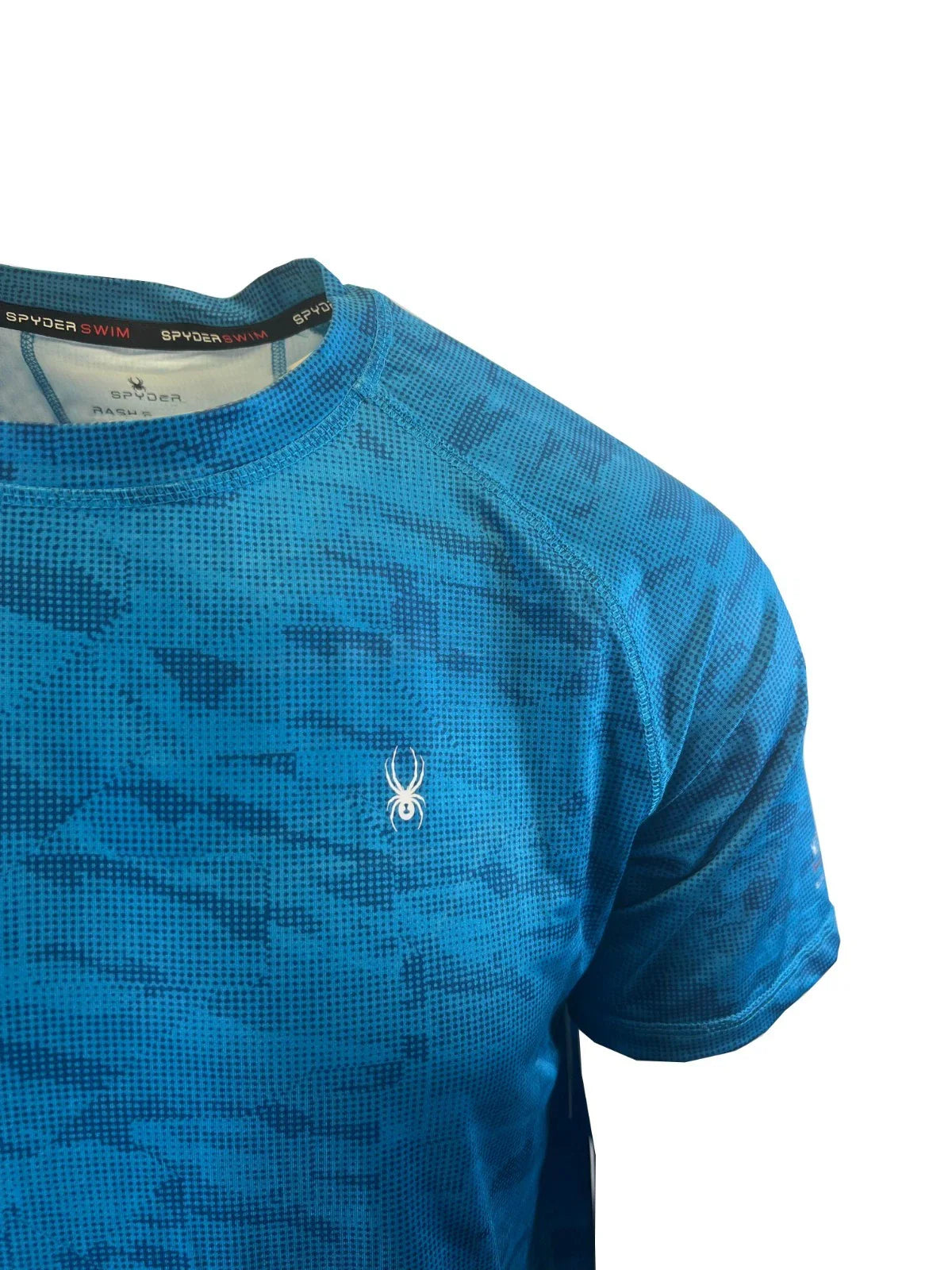 Spyder Swim Men's Blue Camo T-Shirt Rashguard Surf - Sand - Sun S/S (08)