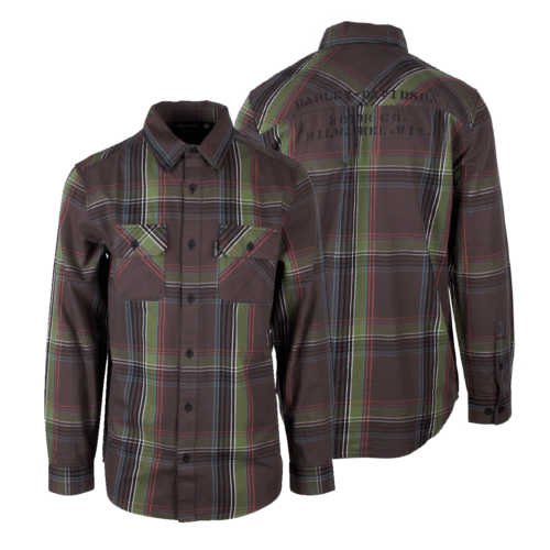 HD Branded Men's Stencil Plaid L/S Woven Shirt (S43)